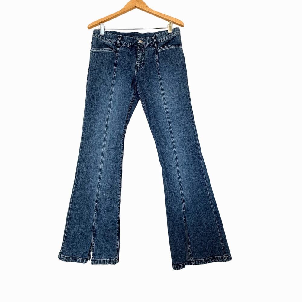 VTG Polo Ralph Lauren Flare Jeans 8 Measures 4 Blue Low Rise Split Seams 90s Y2K